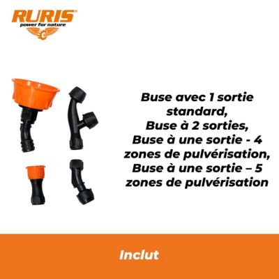 Pulverisateur electrique RURIS RSE 1400S, reservoir 14 L, batterie 12V 8 Ah, lance telescopique metal, pression 6 bars, verger et
