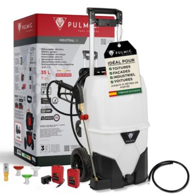 Pulverisateur electrique toiture 35 L PULMIC, 7 bar, autonomie 6 h, tuyau 6 m, lance telescopique compatible, usage professionnel