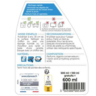 Pulvérisateur vitres Starwax 500ml +20% gratuit