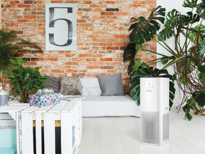 Purificateur d'air avec 2 filtres HEPA, PM2, ioniseur, écran tactile LED, 3 vitesses et mode AUTO pour 90m2.