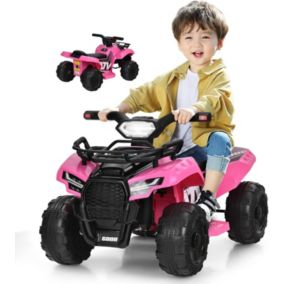 Quad Buggy électrique Enfants 6V Voiture Electrique Effets Sonores Lumineux LED Klaxon Repose Pieds 4 Roues Rose