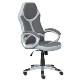 QUANTIK - Fauteuil de Bureau Simili Gris Clair et Tissu Gris