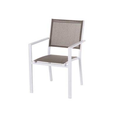 Quatuor de Chaises Textilène taupe/Métal blanc - VADO