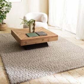 QUENTIN - Tapis rectangulaire 200x290cm en laine bouclée taupe