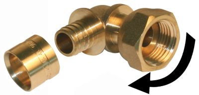 QUICK PLOMBERIE Raccord coudé avec écrou libre à glissement laiton F 15 x 21 pour tube en per