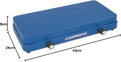 Réchaud de Camping Compact 2 Brûleurs Gaz 1600W avec Couvercle et Grille Amovible pour Cuisine Extérieure Portable