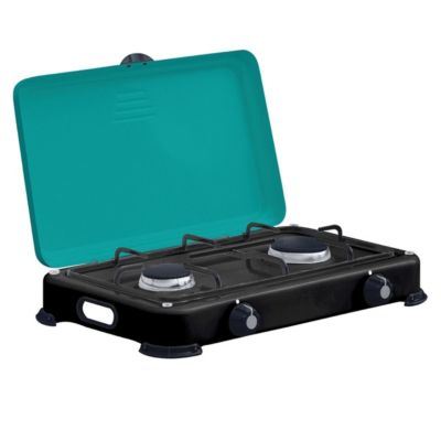 Réchaud à gaz 2 feux 3200W Brûleurs et Grille en fonte amovibles lavables Plaque de Cuisson gaz Butane ou Propane GOLD II INTEC