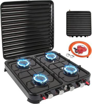 Réchaud Plat A Gaz 4 Feux BIOLUX INOX-NOIR M.5056XN - Kamoun home