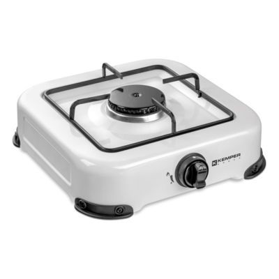 Réchaud gaz portable 1 feu 1300W Blanc laqué Plaque de cuisson KEMPER