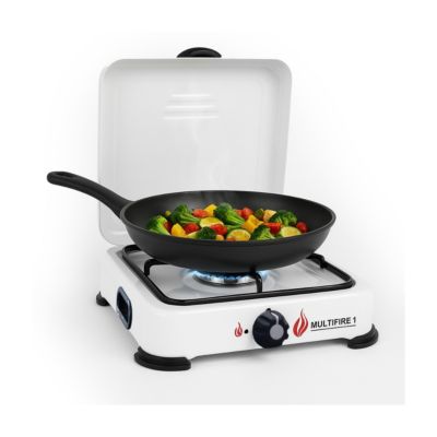 Réchaud à gaz portable 1 feu 1500W Blanc Brûleur fonte amovible Gaz butane/propane Cuisson d'appoint Exterieure Camping GOLD
