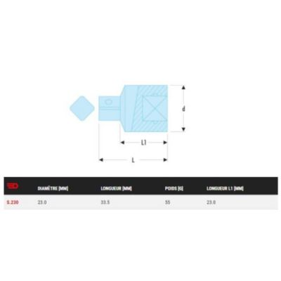 Réducteur carré 1/2" femelle à 3/8" mâle - FACOM S.230