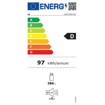Réfrigérateur 1 porte 60cm 386l nofrost noir Lg GLM71MCCSD
