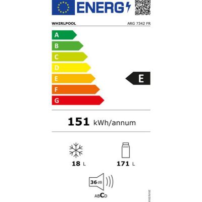 Réfrigérateur 1 porte intégrable à glissières 189l Whirlpool ARG7342FR