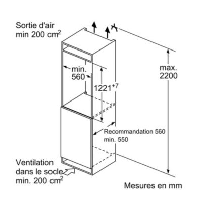 Réfrigérateur 1 porte intégrable à glissières 204l Bosch KIR415SE0 série 2