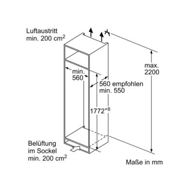 Réfrigérateur 1 porte intégrable à glissières 55cm 280l Bosch KIL82NSE0