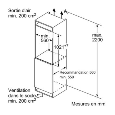 Réfrigérateur 1 porte intégrable à pantographe 165l Siemens KI31RVFE0 iq300