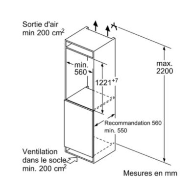 Réfrigérateur 1 porte intégrable à pantographe 204l Bosch KIR41VFE0 série 4