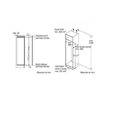 Réfrigérateur 1 porte intégrable à pantographe 310l blanc Bosch KIR81VFE0