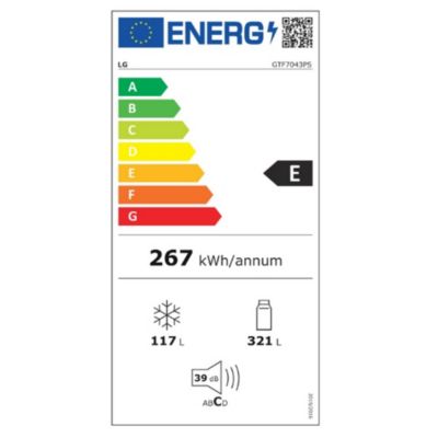 Réfrigérateur 2 portes 70cm 438l nofrost Lg GTF7043PS