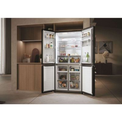 Réfrigérateur américain 83.3cm 463l no frost noir Haier HCR3818EWPT