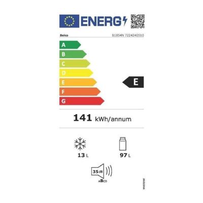 Réfrigérateur BEKO - B1854N - Table top - intégrable - 110 L (97L+13L) - 86x55x55 cm