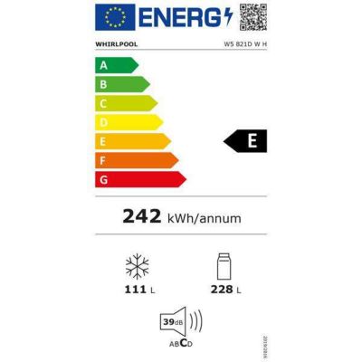 Réfrigérateur combiné 339l 60cm brassé Whirlpool W5821DWH