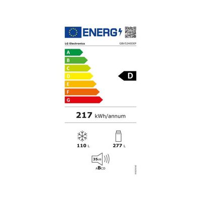 Réfrigérateur combiné 60cm 387l nofrost graphite Lg GBV5240DEP