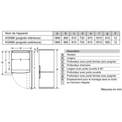 Réfrigérateur combiné 86cm 631l nofrost inox Bosch KGN86VIEA série 4