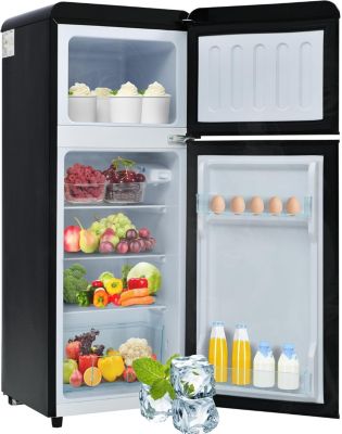 Réfrigérateur combiné 92L, double porte, congélateur 28L, moins 27 degrés à 13C, noir