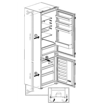 Réfrigérateur combiné - BEKO - 2 portes - Intégrable - 254 L (185 L + 69 L) - Froid ventilé - Classe E