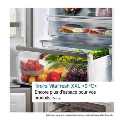 Réfrigérateur combiné - BOSCH - KGN36VXCT - Classe C - 321 L - 186 x 60 x 66,50 cm - Acier brossé noir