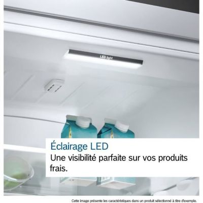 Réfrigérateur combiné - BOSCH - KGN36VXCT - Classe C - 321 L - 186 x 60 x 66,50 cm - Acier brossé noir