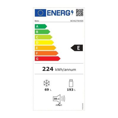 Réfrigérateur combiné intégrable BEKO BCHA275K4SN - 2 portes - 262 L - Semi No Frost - Blanc