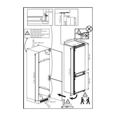 Réfrigérateur combiné intégrable BEKO BCHA275K4SN - 2 portes - 262 L - Semi No Frost - Blanc