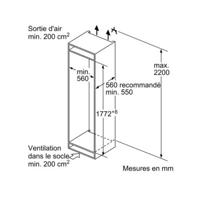 Réfrigérateur combiné intégrable à glissières 267l blanc Bosch KIV865SE0