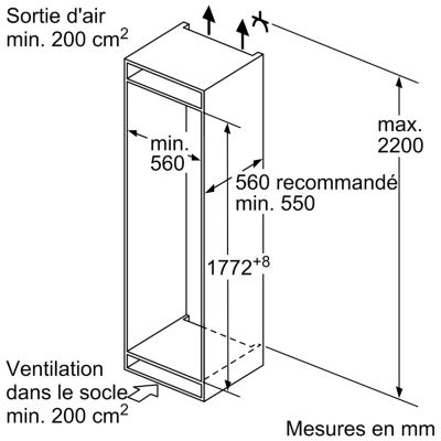 Réfrigérateur combiné intégrable à glissières 267l Bosch KIV86VSE0 serie 4