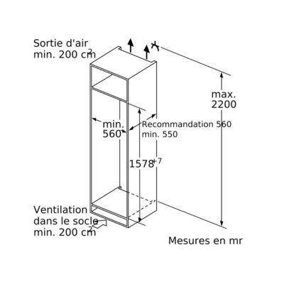 Réfrigérateur combiné intégrable à pantographe 231l blanc Siemens KI77SADE0