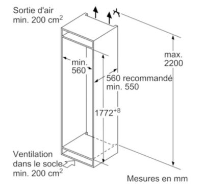 Réfrigérateur combiné intégrable à pantographe 260l Siemens KI86NVFE0 iq300