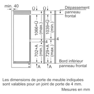 Réfrigérateur combiné intégrable à pantographe 260l Siemens KI86NVFE0 iq300