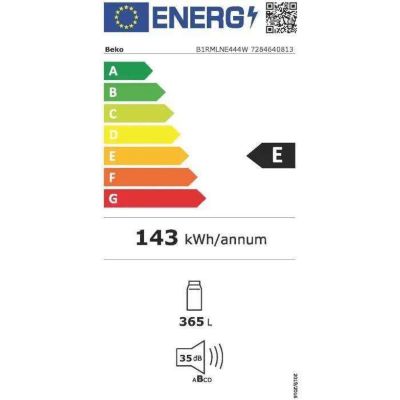Réfrigérateur monoporte tout utile - BEKO - B1RMLNE444W - Froid ventilé - Classe E - 365 L - 186,5 x 59,7 x 70,9 cm - Blanc