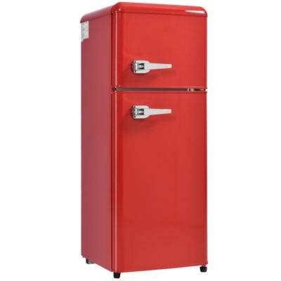 Réfrigérateur vintage Merax 92L, congélateur -27C à 13C, design rétro, rouge, classe énergétique D