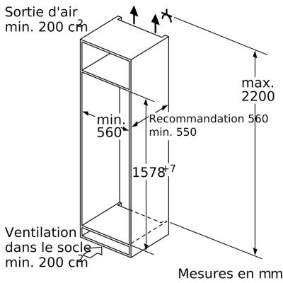 Réfrigérateurs 1 porte 248L Froid Statique BOSCH 55.8cm E, KIL 72 AFE 0