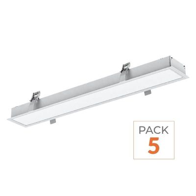 Réglette Encastrable LED 120cm 35W Blanc (Lot de 5) - Blanc Froid 6000K - 8000K - SILAMP