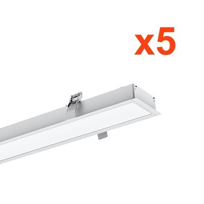 Réglette Encastrable LED 120cm 35W Blanc (Lot de 5) - Blanc Froid 6000K - 8000K - SILAMP