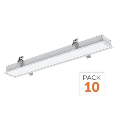 Pack De 10 Réglettes LED Suspendues 120 Cm - 35W, 3500 Lm, Blanc 4000-5500K - Installation Facile, éclairage Puissant Et économique - Garantie 2 Ans - 12