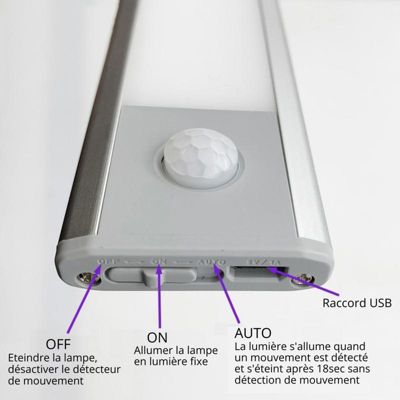 Lampe LED Rechargeable Avec Détecteur Mouvement - Pour Placard, Cuisine, Escalier (2 Pièces)