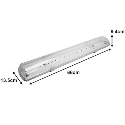 Réglette LED étanche double pour Tubes LED T8 60cm IP65 (boitier vide) - SILAMP