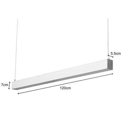 Réglette Suspendue LED Large 120cm 35W Argent - Blanc Froid 6000K - 8000K - SILAMP