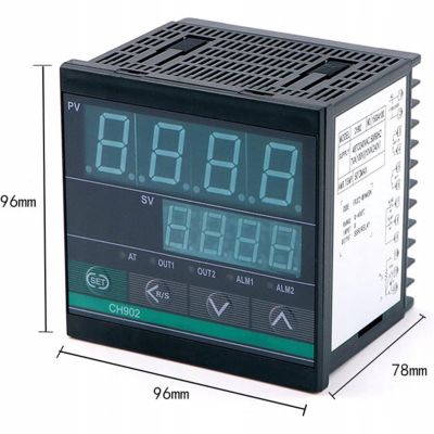 Régulateur de Température CH902 - LED 96x96 mm, 0-400C, Entrée Pt100/Type K, 2 Alarmes, Sortie SSR/Relais, 48-240V AC