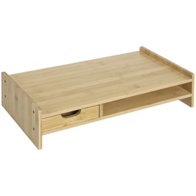Réhausseur écran - support de moniteur - tiroir, niche - bois de bambou verni